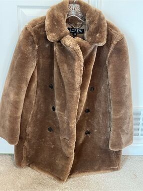 J.CREW Tan Faux Fur Lined Coat
